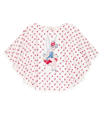 Printed cotton muslin poncho | Monnalisa