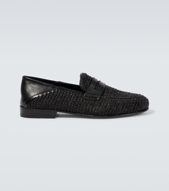 Padstow raffia and leather loafers | Manolo Blahnik