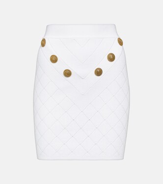 Minifalda de punto acanalado adornada | Balmain