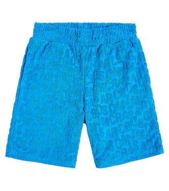 Monogram jacquard cotton-blend terry shorts | Marc Jacobs Kids