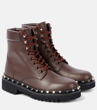 Rockstud leather combat boots | Valentino Garavani