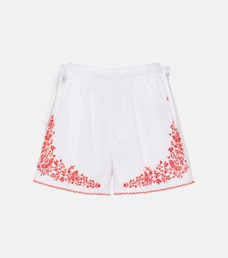 Hearts embroidered cotton shorts | Alémais