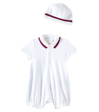 Baby cotton piquet bodysuit and beanie set | Gucci Kids