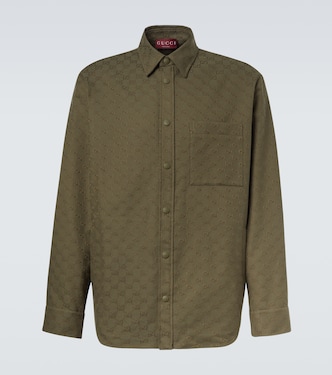 Camisa de lona GG en mezcla de algodón | Gucci