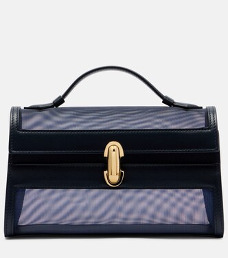 Symmetry leather-trimmed mesh tote bag | Savette