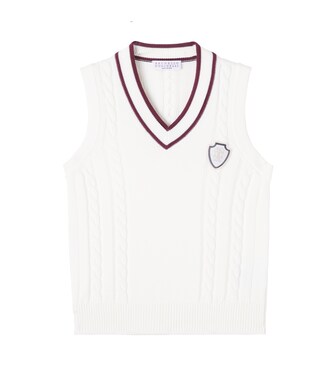 Cable-knit cotton vest | Brunello Cucinelli Kids