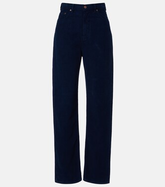 Pantalon droit à taille haute en velours côtelé | Victoria Beckham