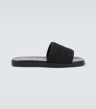 Logo canvas and leather slides | Gucci