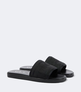 Sandalias de lona y piel con logo | Gucci