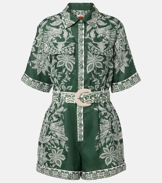 Bedruckter Playsuit Miranda aus Leinen | Farm Rio