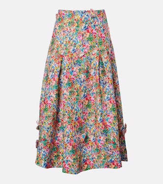 Appliqué floral linen maxi skirt | Farm Rio