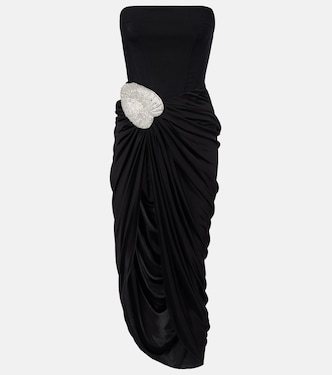 Embellished draped wool-blend corset dress | David Koma