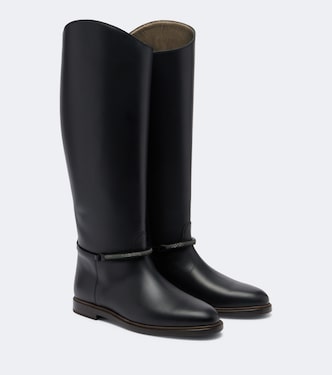 Monili leather knee-high boots | Brunello Cucinelli