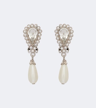Boucles d'oreilles à perle décorative et cristaux | Alessandra Rich