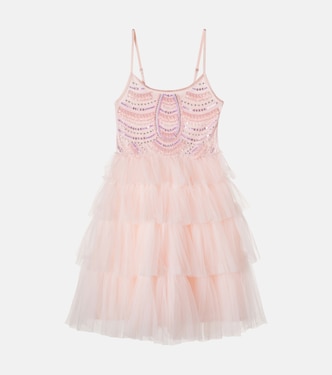Blushing Horizon cotton-trimmed embellished tulle dress | Tutu Du Monde