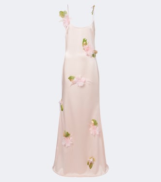 Nara feather-trimmed satin gown | The New Arrivals Ilkyaz Ozel