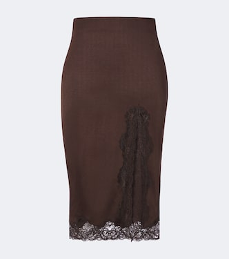 Lace-trimmed midi skirt | Balmain