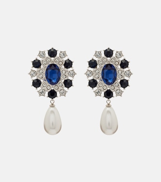 Crystal-embellished faux pearl drop earrings | Self-Portrait