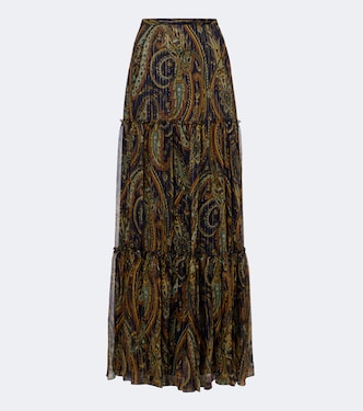 Paisley tiered silk-blend chiffon maxi skirt | Etro