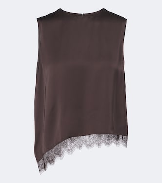 Lace-trimmed satin top  | Vince