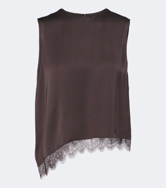 Lace-trimmed satin top | Vince