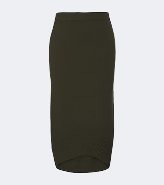 罗纹针织羊毛中长半身裙 | Victoria Beckham