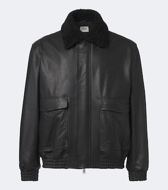 Bari teddy-trimmed leather blouson jacket | Arma
