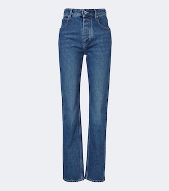 Mid-Rise Slim Jeans mit Leder | Bottega Veneta