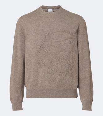 Bestickter Pullover aus Kaschmir mit Leder | Berluti