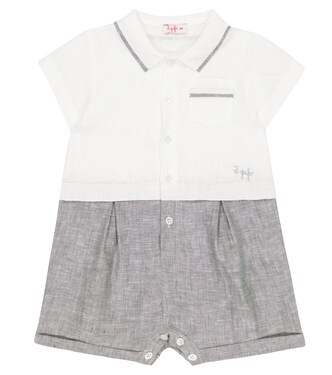 Baby linen playsuit | Il Gufo