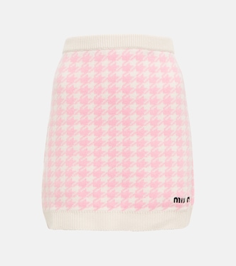 Mini-jupe en cachemire à carreaux | Miu Miu