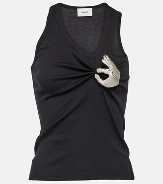 Emoji embellished cotton tank top | Coperni