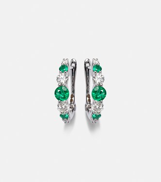 Classics 18kt white gold hoop earrings with emeralds and diamonds | Bucherer Fine Jewellery