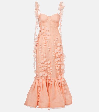 Dawning linen and silk midi dress | Zimmermann