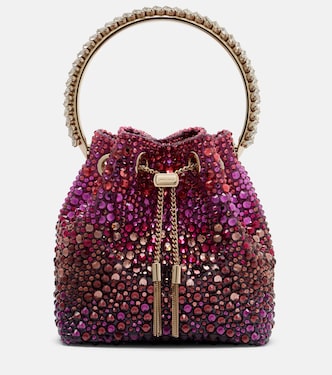 Bon Bon embellished satin bucket bag | Jimmy Choo