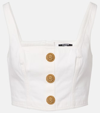 Cropped-Top aus Denim | Balmain