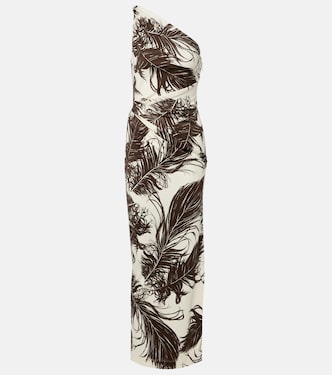 Printed one-shoulder jersey maxi dress | Oscar de la Renta