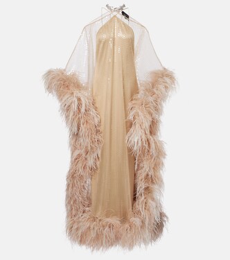 Sza Sza Disco feather-trimmed kaftan | Taller Marmo