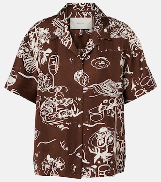 Prague printed silk twill bowling shirt | Asceno