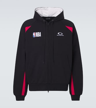 x NBA logo cotton fleece hoodie | Balenciaga