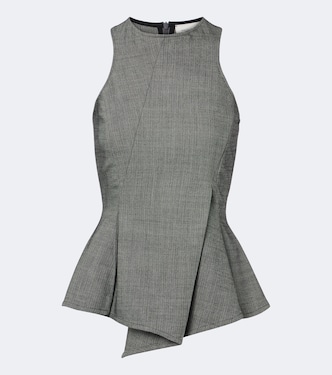 Herringbone pleated peplum wool-blend top | Magda Butrym