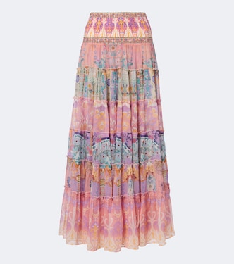 Printed tiered silk maxi skirt | Camilla