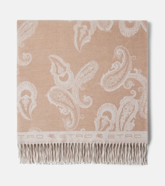 Fringed paisley wool throw | Etro