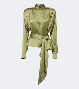 Belted silk satin top | Balmain