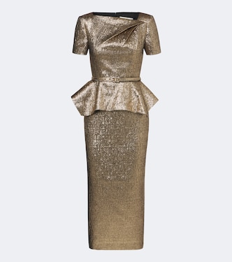 Belted peplum cloqué cocktail dress | Roland Mouret