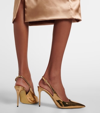 x Kim Lollo leather slingback pumps in gold - Dolce Gabbana