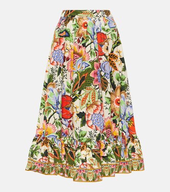 High-rise floral cotton midi skirt | Etro