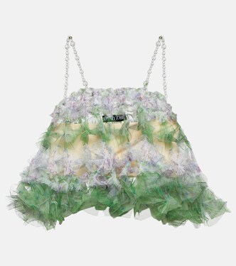 Embellished tulle crop top | Susan Fang