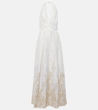 Robe longue brodée en coton mélangé | Elie Saab