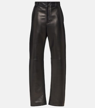 High-rise leather wide-leg pants | Bottega Veneta